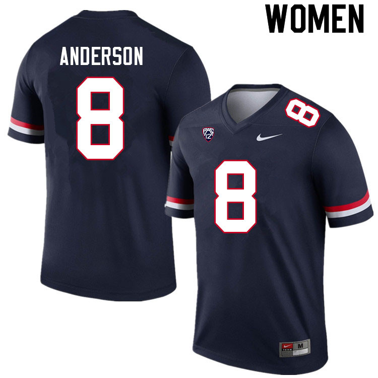 Women #8 Drake Anderson Arizona Wildcats College Football Jerseys Sale-Navy